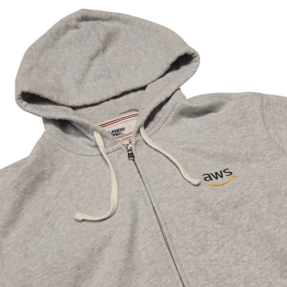 Lands' End Serious Sweats Amazon AWS Full Zip Hoodie Mens XL 46-48 Gray